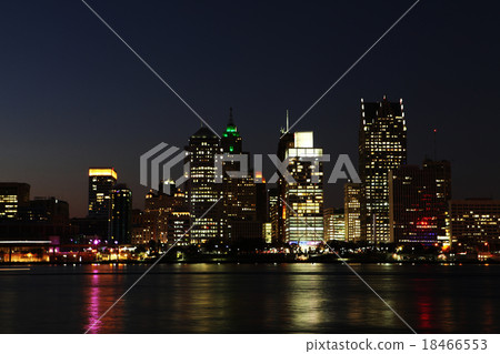 The Detroit Skyline at night The Detroit Skyline at night 18466553