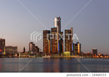 The Detroit Skyline at twilight 18466555
