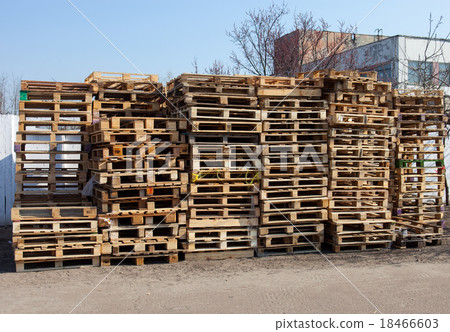 The big stack of wooden cargo pallets The big stack of wooden cargo pallets 18466603