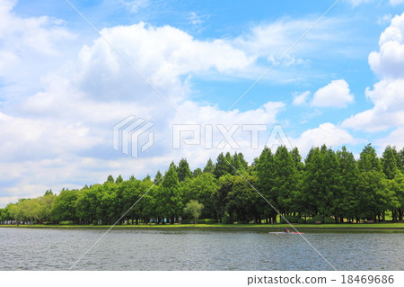 Waterside of fresh green Mizumoto Park 18469686