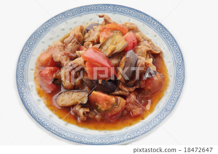 Stir-fried tomato, eggplant and pork with hot miso Stir-fried tomato, eggplant and pork with hot miso 18472647