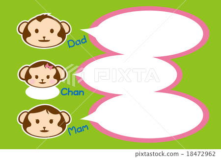 猴子的家庭(明信片模板)父親,母親,女兒 - 粉紅色框架+綠色背景 猴子的家庭(明信片模板)父親,母親,女兒 - 粉紅色框架+綠色背景 18472962
