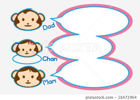 猴子的家庭(明信片模板)父親,母親,女兒 - 藍色框架+桃紅色框架+白色背景 猴子的家庭(明信片模板)父親,母親,女兒 - 藍色框架+桃紅色框架+白色背景 18472964