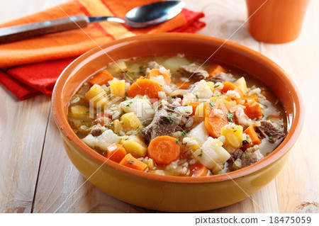 Irish coddle on a rustic table Irish coddle on a rustic table 18475059