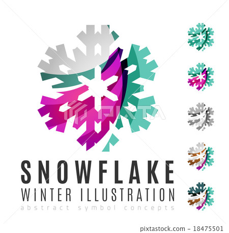 Set of abstract colorful snowflake logo icons 18475501