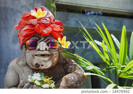 Humorous portrait of traditional Balinese guard 18476982