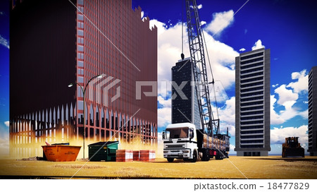 construction site at sunset 18477829