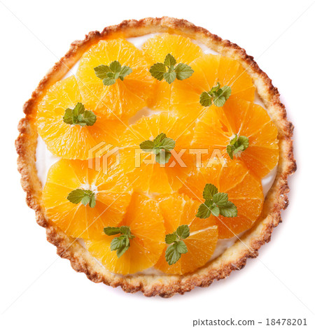 Tasty orange citrus tart isolated on white 18478201