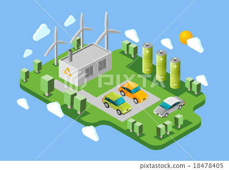Electric cars charging station isometric banner 18478405