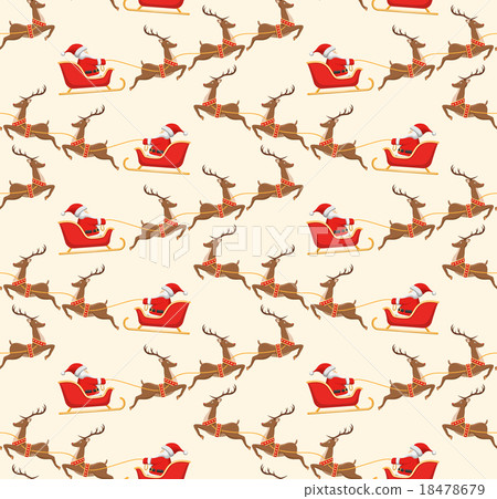 Seamless Christmas Pattern with Santa on Sleigh 18478679