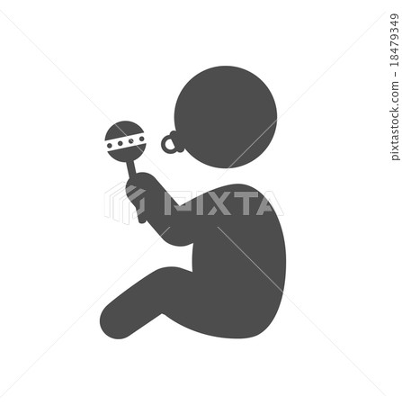 Baby with beanbag and dummy pictogram flat icon Baby with beanbag and dummy pictogram flat icon 18479349