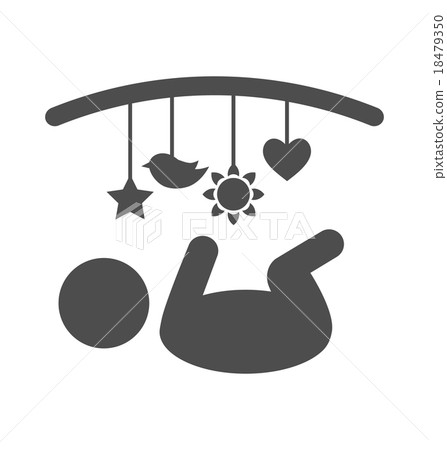 Baby with hanging toys pictogram flat icon Baby with hanging toys pictogram flat icon 18479350