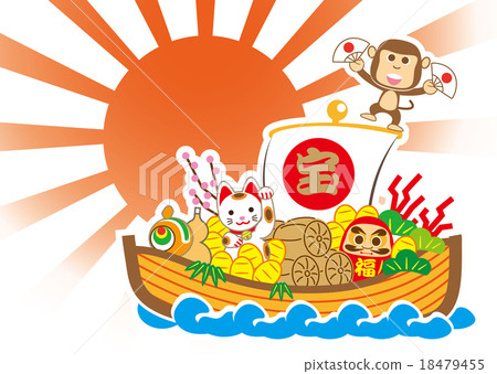 第一次日出太陽和船 18479455