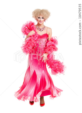 Drag Queen in Pink Evening Dress Performing 18479535