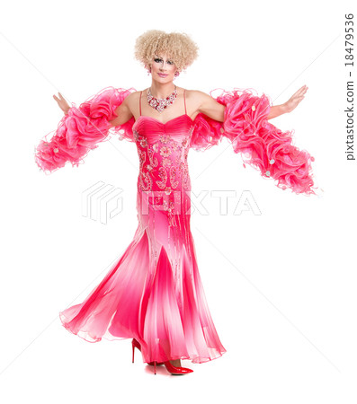Drag Queen in Pink Evening Dress Performing 18479536