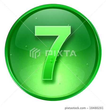 number seven icon green, isolated on white number seven icon green, isolated on white 18480281