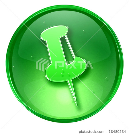 thumbtack icon green, isolated on white thumbtack icon green, isolated on white 18480284
