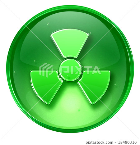Radioactive icon green, isolated on white  18480310