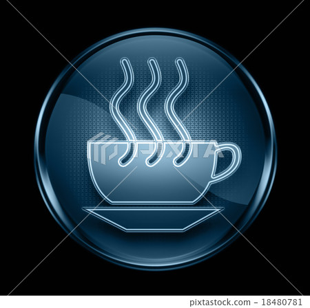 coffee cup icon dark blue, isolated on black coffee cup icon dark blue, isolated on black 18480781