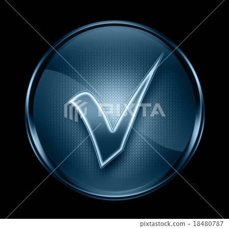check icon dark blue, isolated on black check icon dark blue, isolated on black 18480787