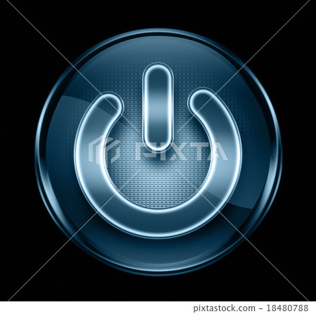 power button icon dark blue, isolated on black 18480788