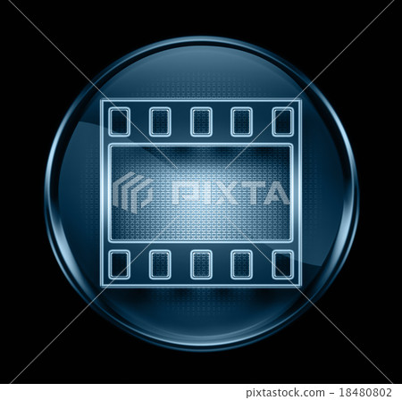 Film icon dark blue, isolated on black background. 18480802