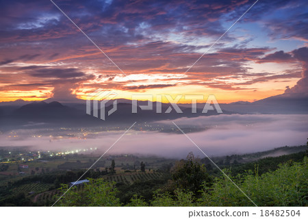Sea of mist and sunrise at yun lai view point ,pai Sea of mist and sunrise at yun lai view point ,pai 18482504