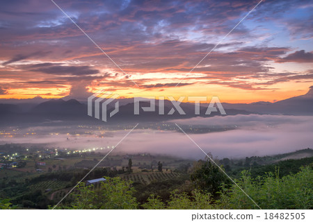 Sea of mist and sunrise at yun lai view point ,pai Sea of mist and sunrise at yun lai view point ,pai 18482505