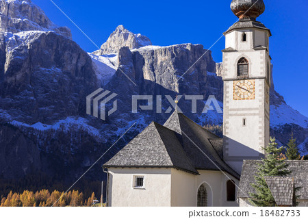 The Church of Corfosco and the Dolomites Alps 18482733