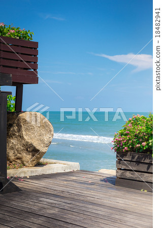 Wooden Terrace with Stair To The Sea Wooden Terrace with Stair To The Sea 18482941