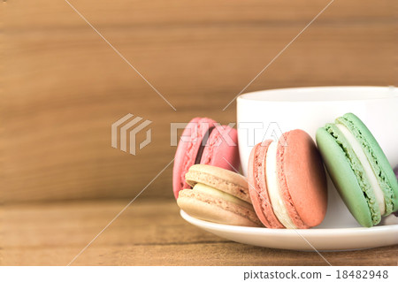 Image Of Colorful French Macarons On Wooden Image Of Colorful French Macarons On Wooden 18482948
