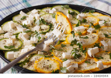 carpaccio of zucchini with feta and sesame closeup 18484944