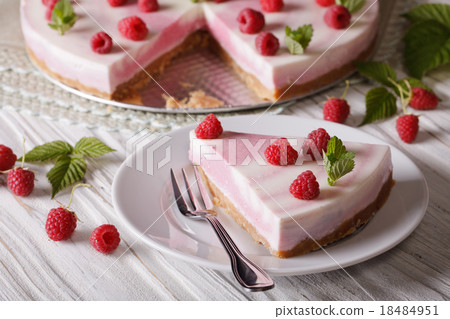 delicious piece cheesecake with raspberries delicious piece cheesecake with raspberries 18484951