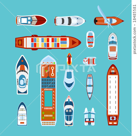 Ships top view flat icons set  18485581