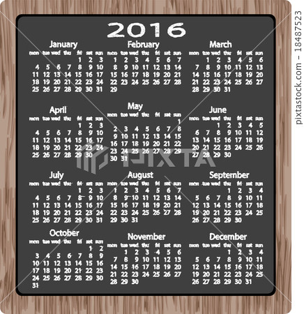 chalk on blackboard calendar 2016 18487523