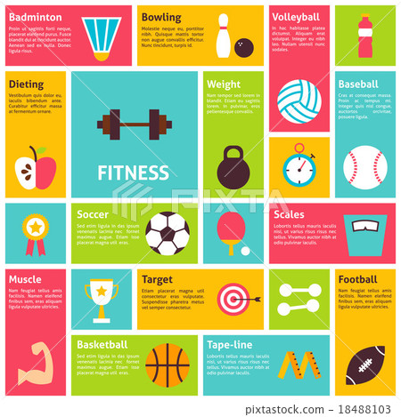 Flat Icons Infographic Sport Recreation Fitness 18488103
