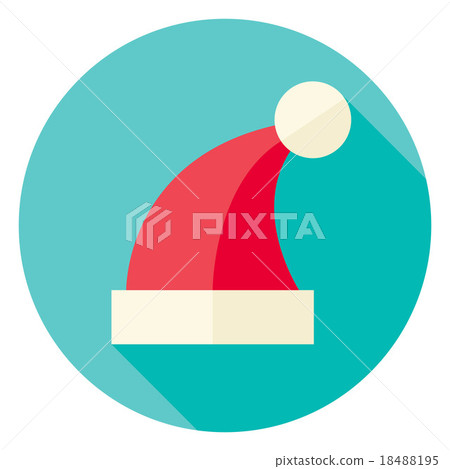 Vector Flat Design Christmas Santa Hat Circle Icon - Stock Illustration ...
