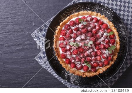 Gourmet raspberry tart with cheese cream close-up Gourmet raspberry tart with cheese cream close-up 18488489