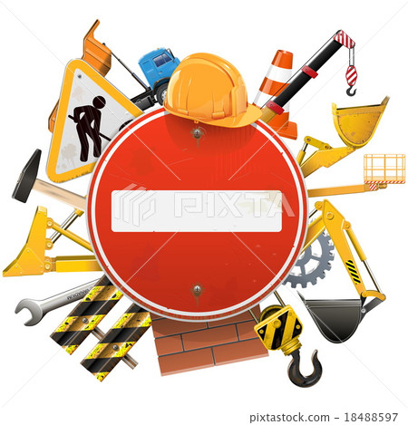 Vector Construction Concept with Red Sign 18488597