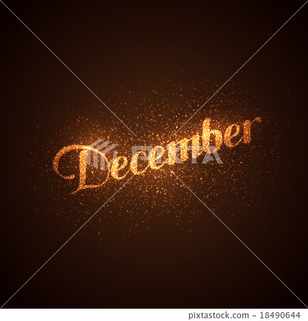 December label with glowing golden sparkles 18490644