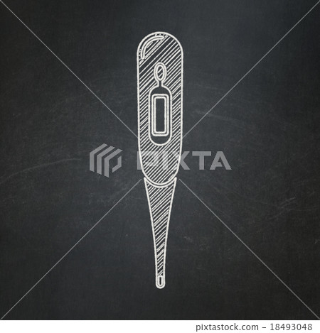 Health concept: Thermometer on chalkboard Health concept: Thermometer on chalkboard 18493048