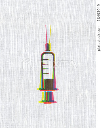 Medicine concept: Syringe on fabric texture Medicine concept: Syringe on fabric texture 18493049