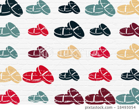 Medicine concept: Pills icons on wall background 18493054