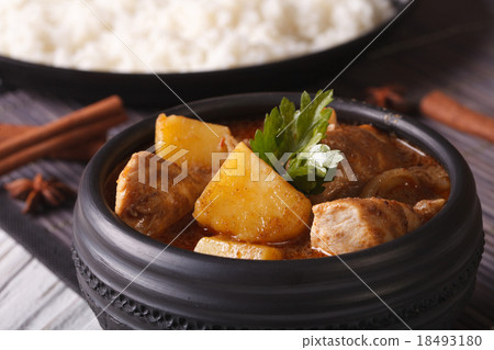 massaman curry with chicken macro on the table 18493180
