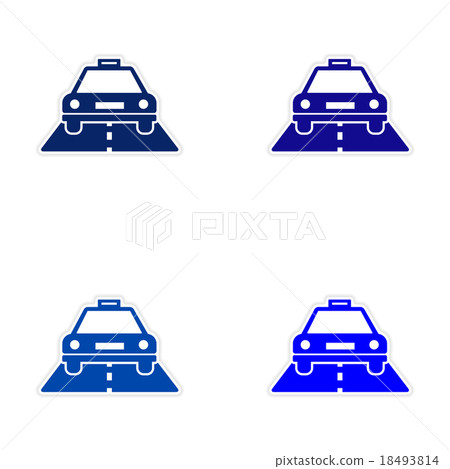 assembly realistic sticker design on paper taxi 18493814