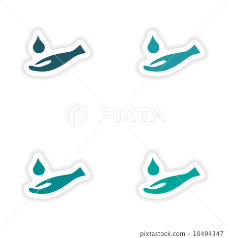 assembly realistic sticker design on paper hand 18494347