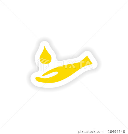 icon sticker realistic design on paper hand icon sticker realistic design on paper hand 18494348