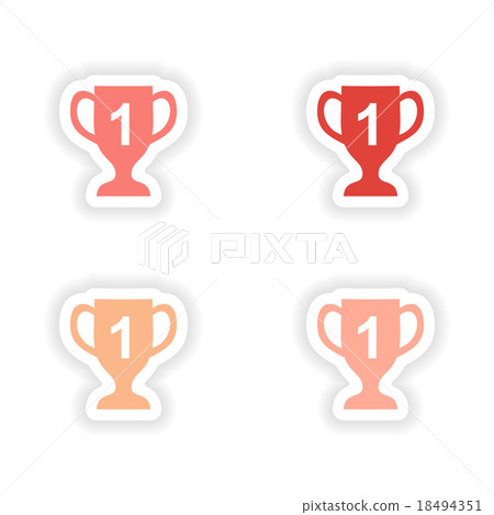 assembly realistic sticker design on paper cup 18494351