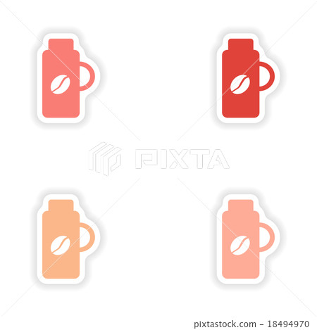 assembly realistic sticker design on paper thermos assembly realistic sticker design on paper thermos 18494970