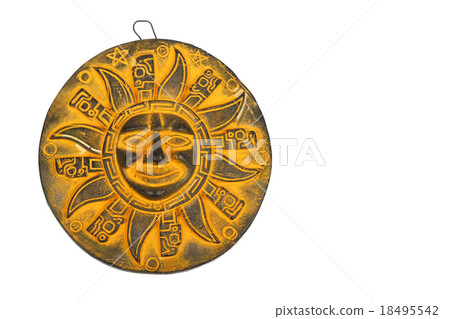 Mexican ceramic sun souvenir isolated on white 18495542